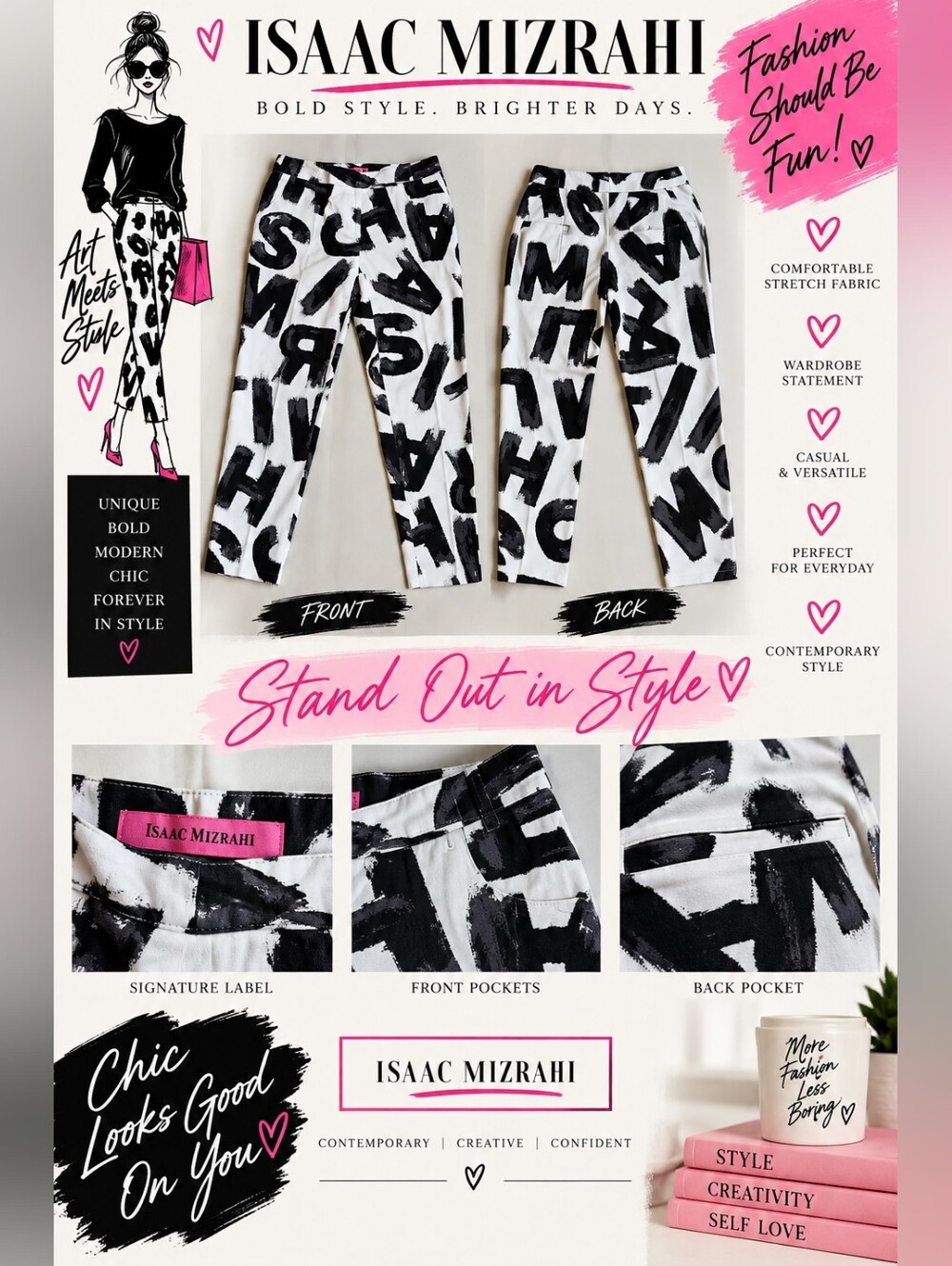 Isaac Mizrahi Black and White Graffiti Cropped Pants Size 2